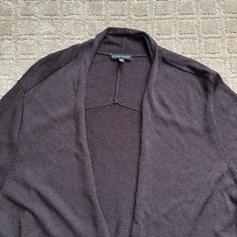Eileen Fisher Chocolate Brown Cropped Cardigan Women's XL Viscose Minimalist - Picture 2 of 6